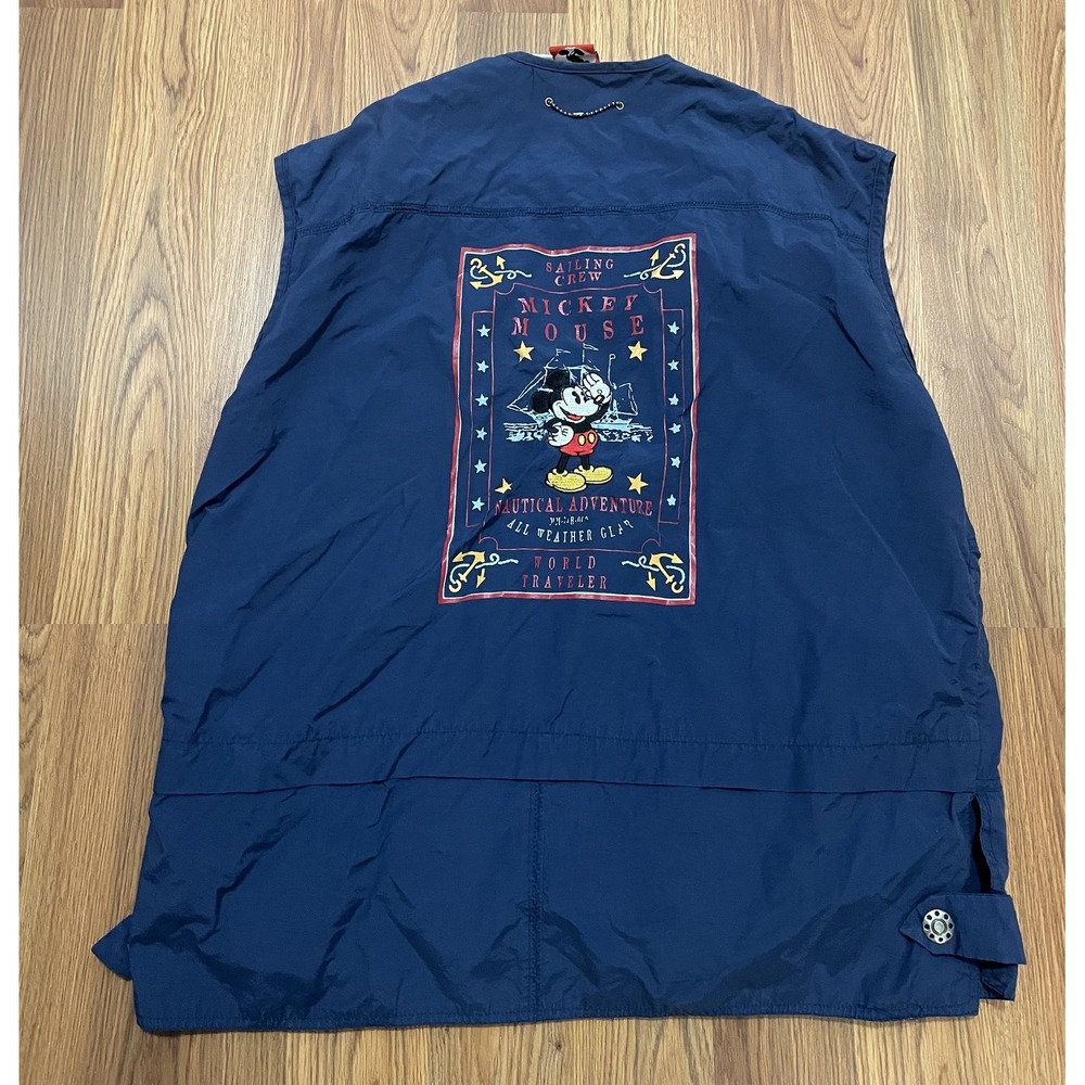 Mickey Mouse Sailing Crew Vest Mens XL Nautical Adventure Disney 90s Blue